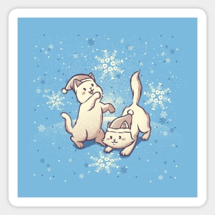 Cats Playing With Snowflakes Xmas Ugly Sweater by Tobe Fonseca Sticker